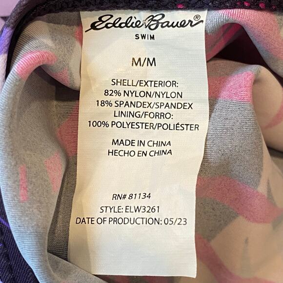 Eddie‎ Bauer Ruched Shaping Swimsuit M Purple Floral Flattering Summer Vacation - Picture 5 of 8